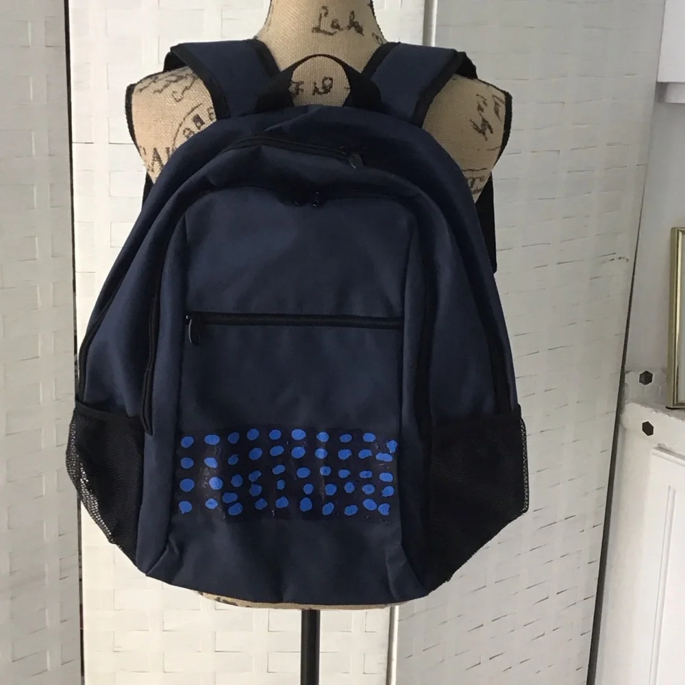 Navy Blue Backpack with Mesh Pockets